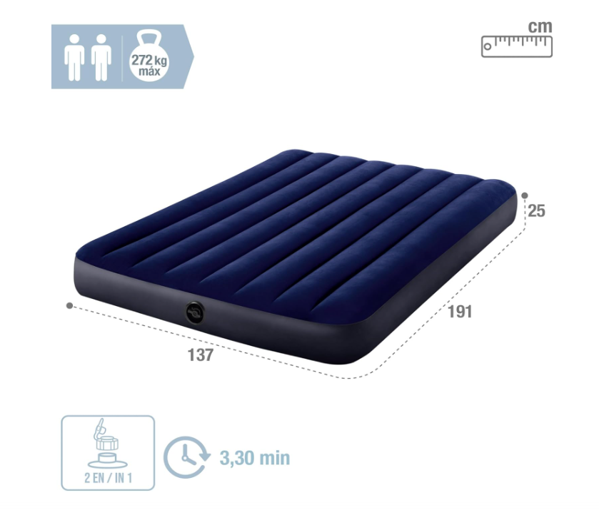 INTEX CLASSIC DOWNY NAPUHANI DUŠEK ZA 2 OSOBE 🛏️💨🔥