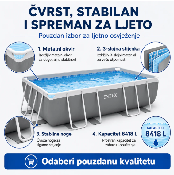 INTEX BAZEN 400 x 200 x 122 cm 🏊♂️🔥 + METALNE LJESTVE + FILTER PUMPA