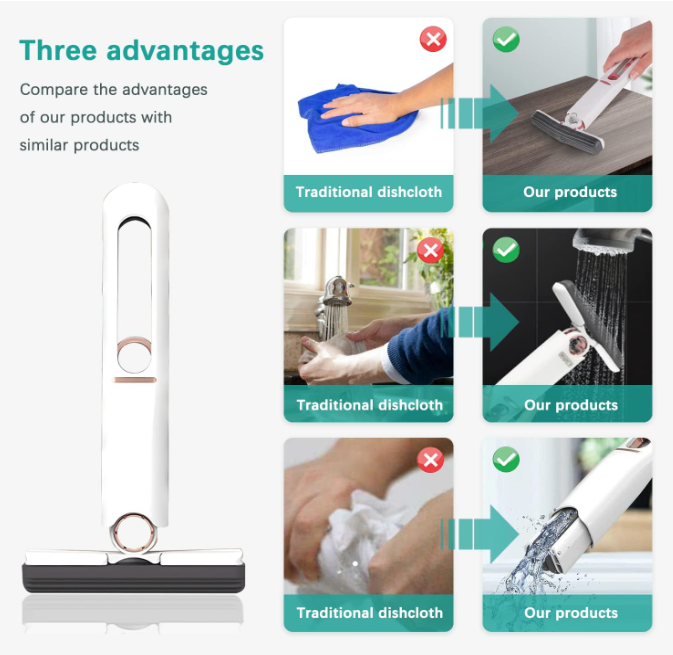 🧽 PORTABLE SELF-SQUEEZING MOP – ČIŠĆENJE BEZ PRLJAVIH RUKU! ✨