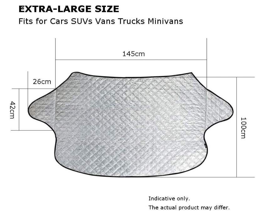 ❄️☀️ ZAŠTITNA NAVLAKA ZA VJETROBRANSKO STAKLO – 4 SLOJA – 145 × 100 CM