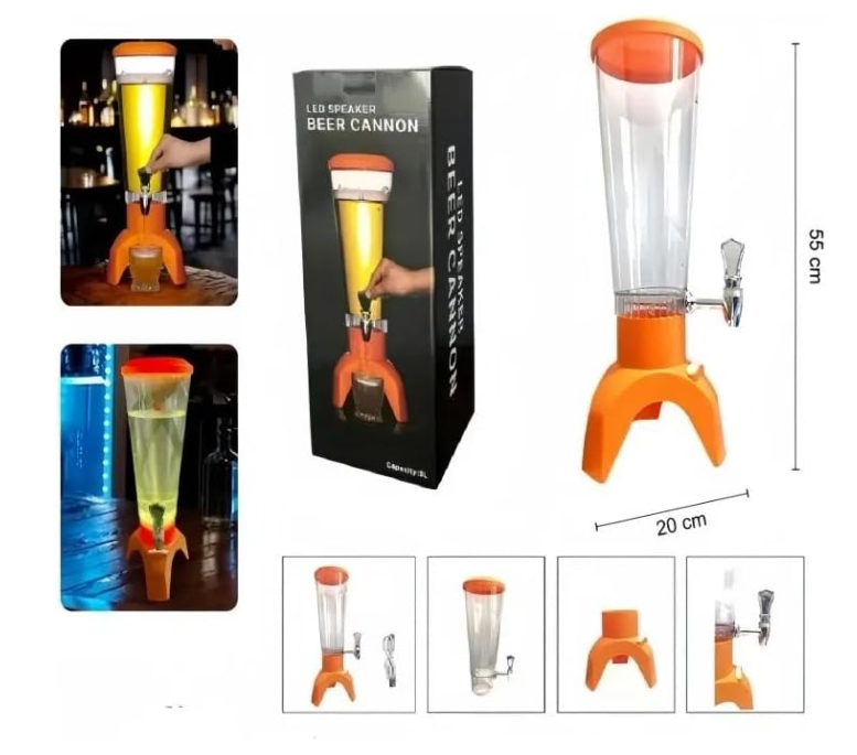🍺 BEER TOWER 3L + BLUETOOTH ZVUČNIK + LED – NAPRAVITE ATMOSFERU GDJE GOD DA STE! 🔥🎶