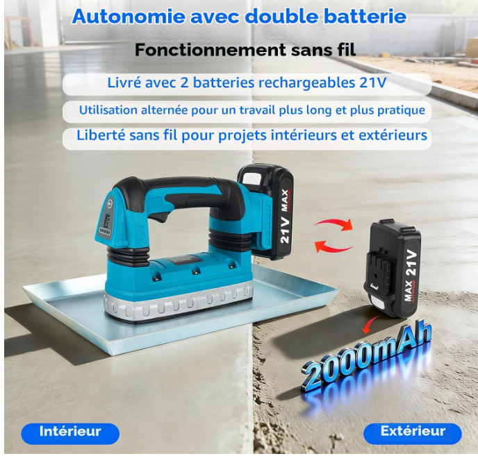 🔥 AKU VIBRATOR ZA BETON 150W – 21V – 6 BRZINA + 2 BATERIJE