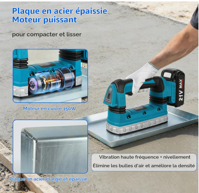 🔥 AKU VIBRATOR ZA BETON 150W – 21V – 6 BRZINA + 2 BATERIJE