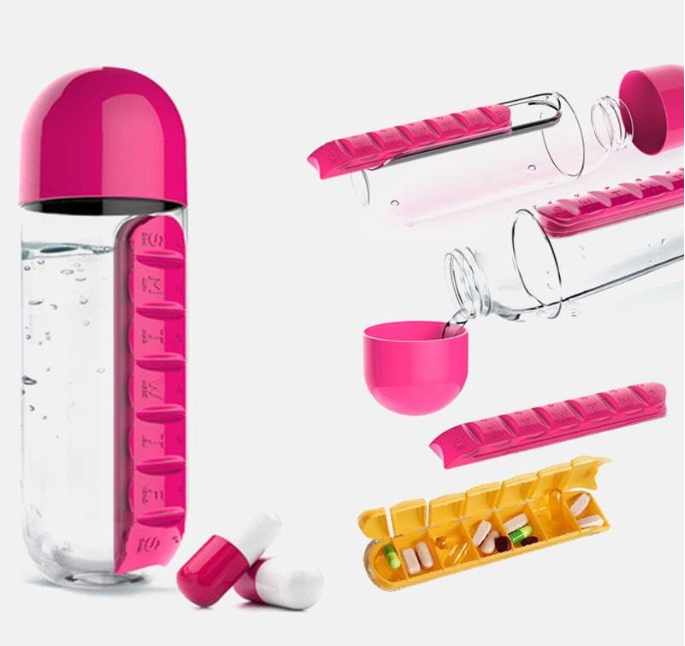 💊 BOCA ZA VODU 600 ML SA ORGANIZATOROM TABLETA ZA 7 DANA – PRAKTIČNO RJEŠENJE 2U1! 💧