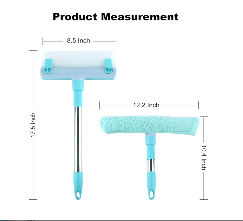 💎 TELESKOPSKI ČISTAČ PROZORA I STAKLENIH POVRŠINA 2U1 – MIKROFIBER ČETKA + GUMENI BRISAČ!