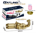 🔥 ELEKTRIČNI GATLING PIŠTOLJ ZA BALONČIĆE – 8 OTVORA, 20 CM – GOLD EDITION! 🫧✨