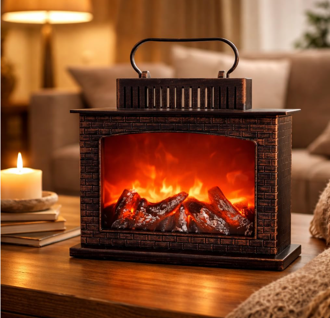 🔥 PREMIUM MINI LED KAMIN SA REALISTIČNIM EFEKTOM VATRE – RUSTIKALNA DEKORATIVNA LAMPA! 🏡✨