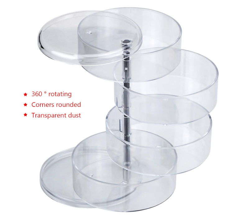 💎 PREMIUM ROTIRAJUĆI ORGANIZATOR ZA NAKIT I KOZMETIKU – 4 NIVOA, PROZIRNI AKRIL I ELEGANTAN DIZAJN! ✨💍