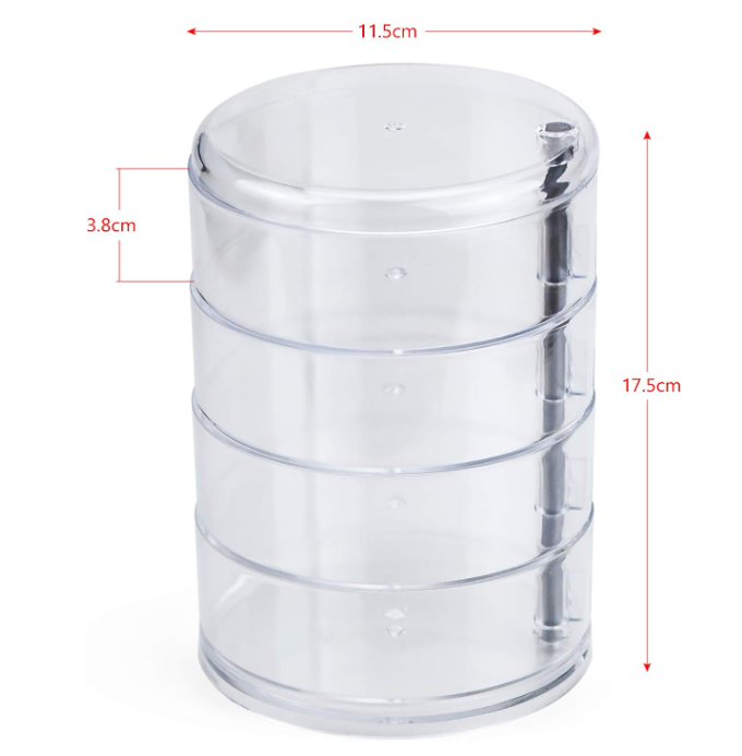 💎 PREMIUM ROTIRAJUĆI ORGANIZATOR ZA NAKIT I KOZMETIKU – 4 NIVOA, PROZIRNI AKRIL I ELEGANTAN DIZAJN! ✨💍