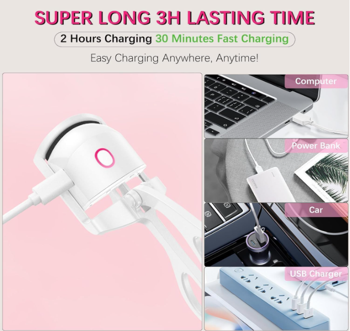 💖 PREMIUM ELEKTRIČNI UVIJAČ ZA TREPAVICE – 2 TEMPERATURE, BRZO ZAGRIJAVANJE I USB TYPE-C PUNJENJE! ✨👁️
