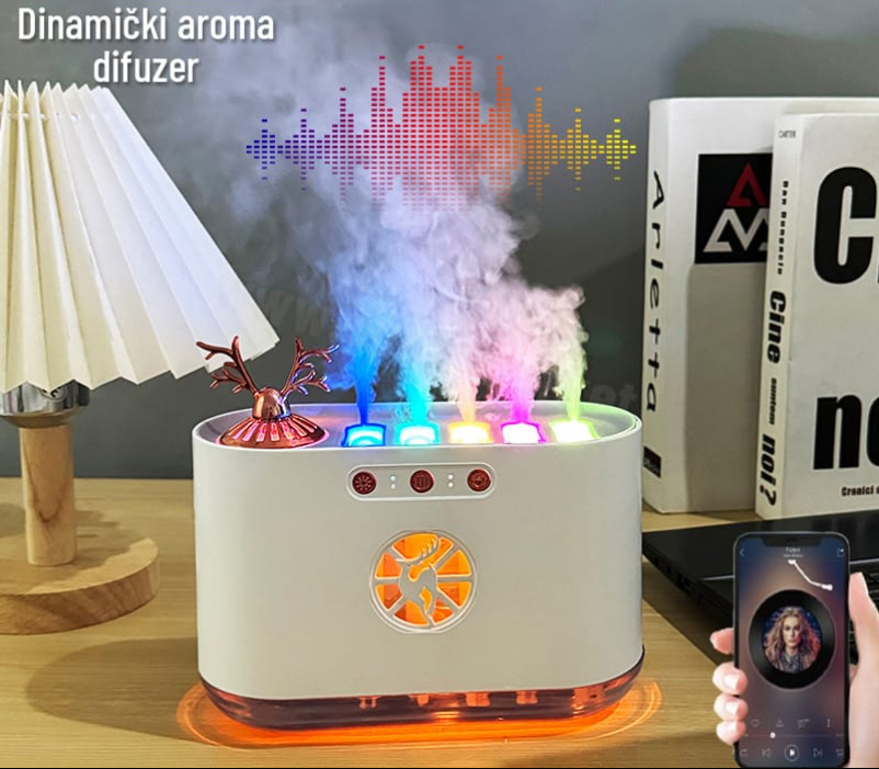 🌈 DINAMIČKI AROMA DIFUZER SA LED RASVJETOM – SVJETLA KOJA PLEŠU U RITMU MUZIKE! 🎶💨