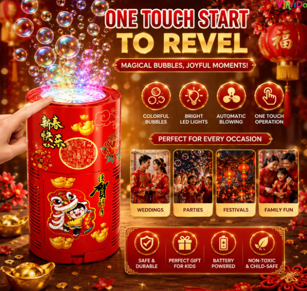 🫧🎆 AUTOMATSKA MAŠINA ZA BALONČIĆE SA LED SVJETLIMA I MUZIKOM – FIREWORKS BUBBLE MAKER!
