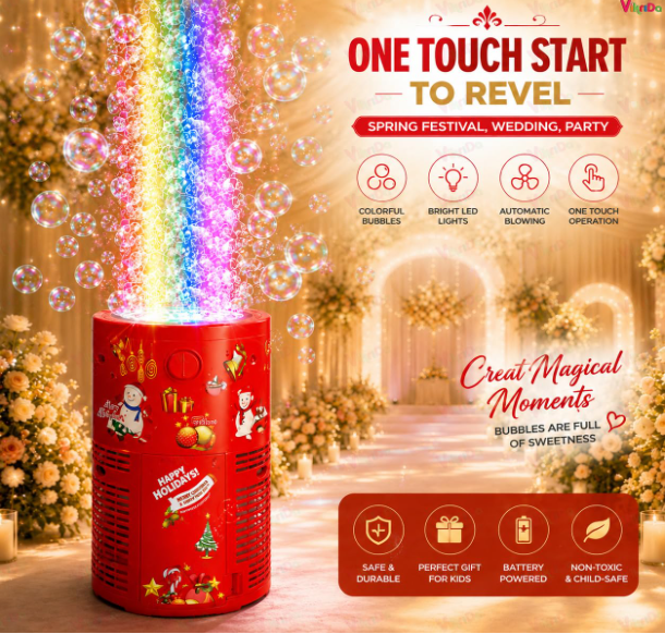 🫧🎆 AUTOMATSKA MAŠINA ZA BALONČIĆE SA LED SVJETLIMA I MUZIKOM – FIREWORKS BUBBLE MAKER!
