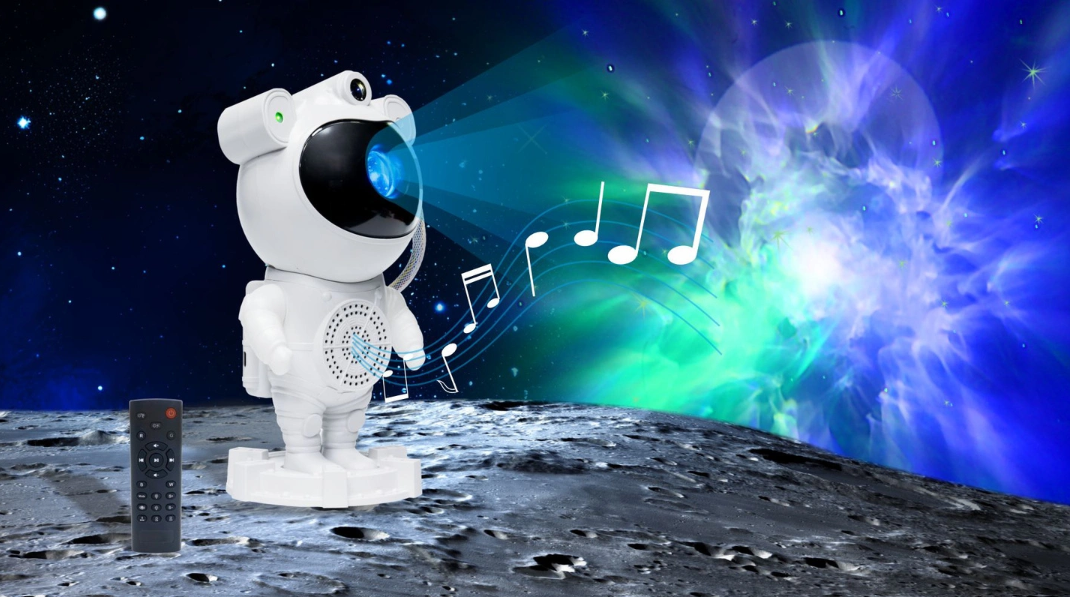 🚀🌌 ASTRONAUT GALAXY PROJECTOR 5U1 – PROJEKTOR ZVJEZDANOG NEBA, MJESECA I GALAKSIJE SA BLUETOOTH ZVUČNIKOM!