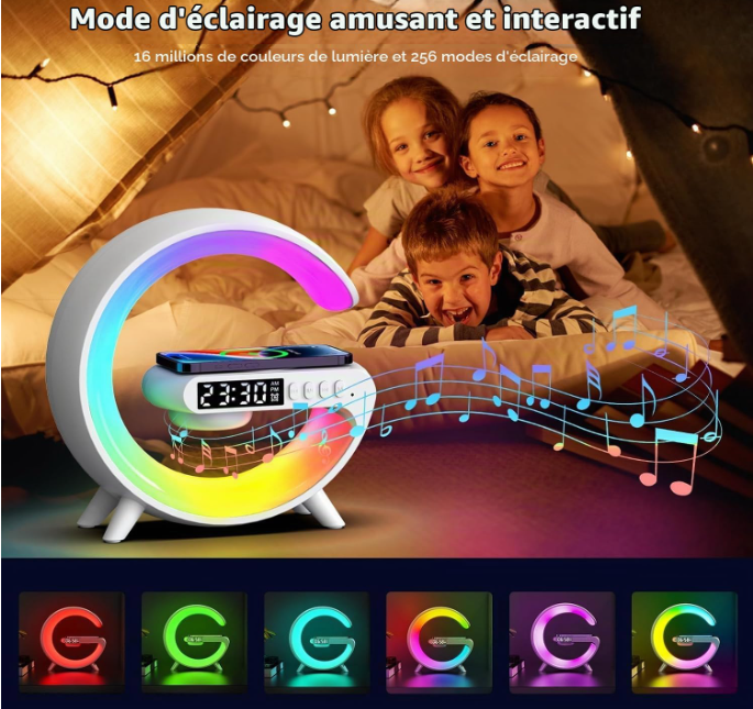 💡 SMART G SHAPE 5U1 – PAMETNA RGB LED LAMPA SA BLUETOOTH ZVUČNIKOM, ALARM SATOM I BEŽIČNIM PUNJAČEM 10W! 🔥