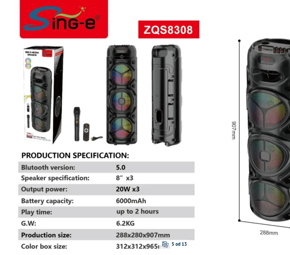 🔊🔥 VELIKI BLUETOOTH PARTY ZVUČNIK SA RGB LED RASVJETOM – KARAOKE, FM RADIO, USB, TWS I MIKROFONSKI ULAZ!