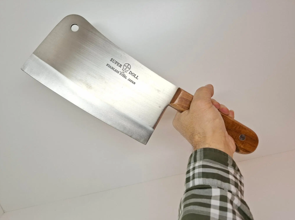 🔪🔥 VELIKI MASIVNI KUHINJSKI NOŽ SA DRVENOM DRŠKOM – 39 CM, TEŽINA 900 G, OŠTRICA 23 CM!