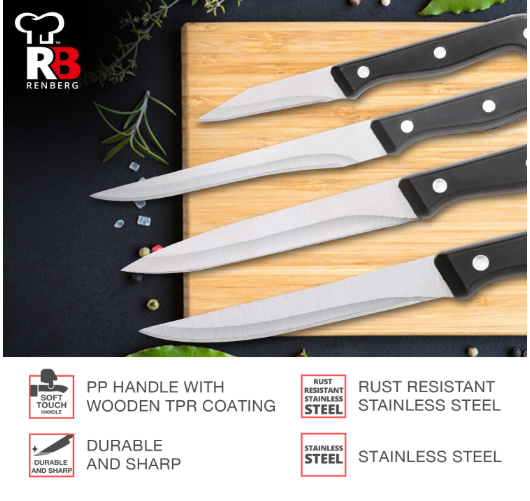 🔪 SET KUHINJSKIH NOŽEVA SA MAKAZAMA – DRVENI STALAK