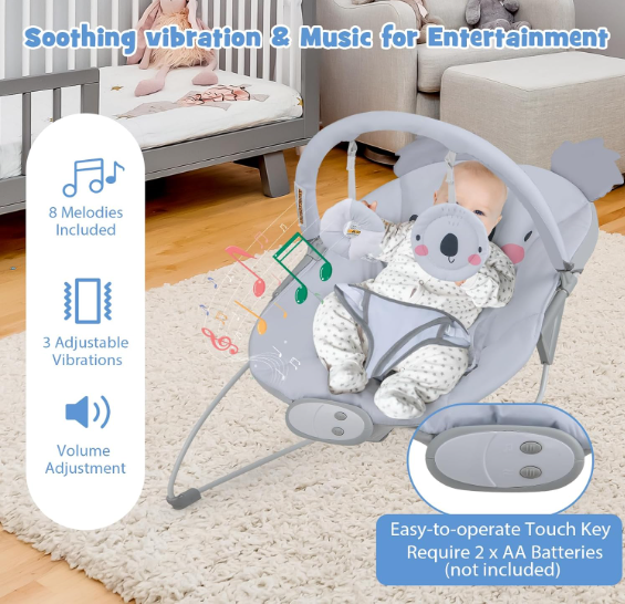 👶✨ BABY JOY COMFORT LJULJAČKA ZA BEBU S VIBRACIJOM I MUZIKOM (0–9 KG)