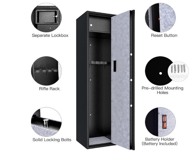 🔐 ORMAR ZA ORUŽJE – SIGURNOSNI SEF 1450 × 300 × 350 mm | ELEKTRONSKA BRAVA | ČELIK