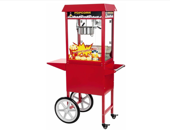 🍿🔥 PROFESIONALNA MAŠINA ZA KOKICE S KOLICIMA – ROYAL CATERING 8 OZ / 1500 W 🔥🍿