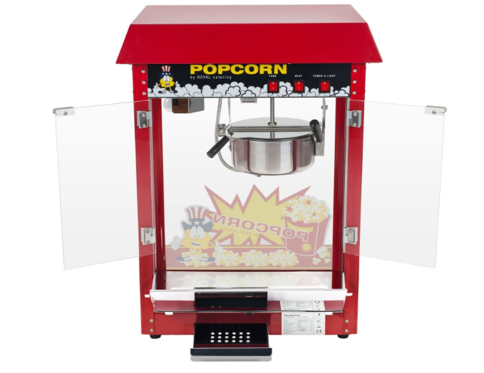 🍿🔥 PROFESIONALNA MAŠINA ZA KOKICE S KOLICIMA – ROYAL CATERING 8 OZ / 1500 W 🔥🍿