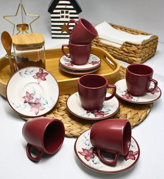 ☕ KERAMIČKI SET ŠOLJA I TACNI ZA KAFU 12/1 – 200 ML