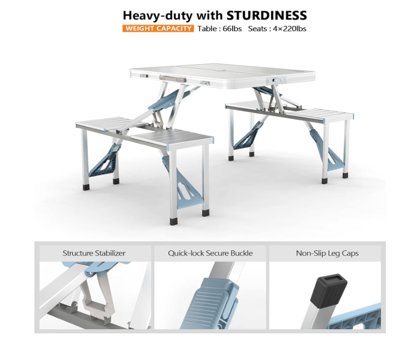 🏕 SKLOPIVI KAMP STO SA 4 STOLICE – IDEALAN ZA IZLETE I ROŠTILJ 🏕