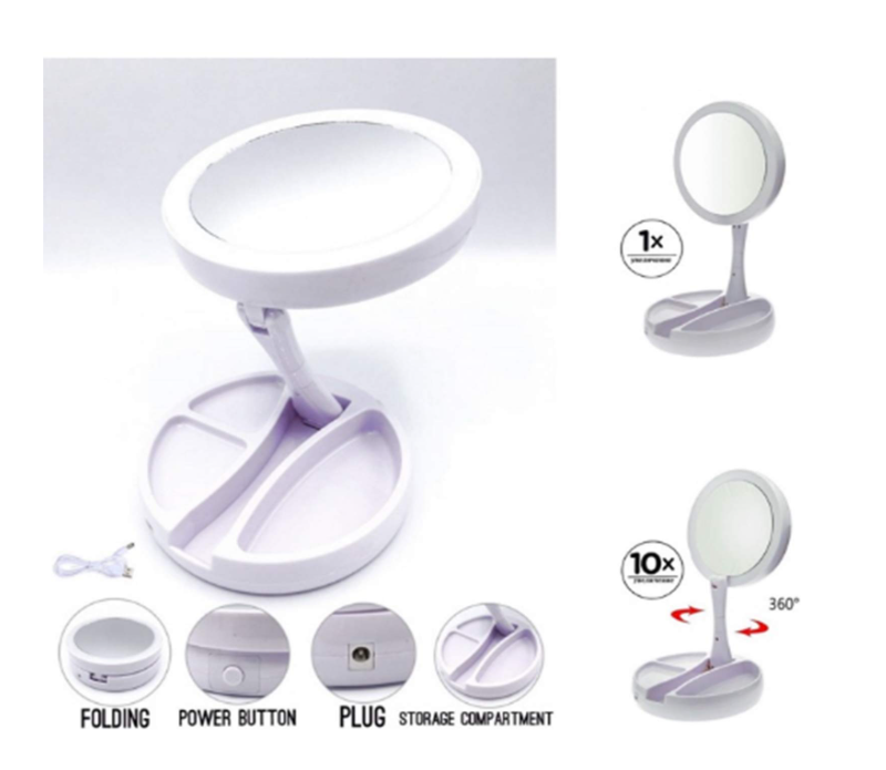 💄 Foldable USB LED Makeup Mirror – Sklopivo ogledalo sa LED svjetlom