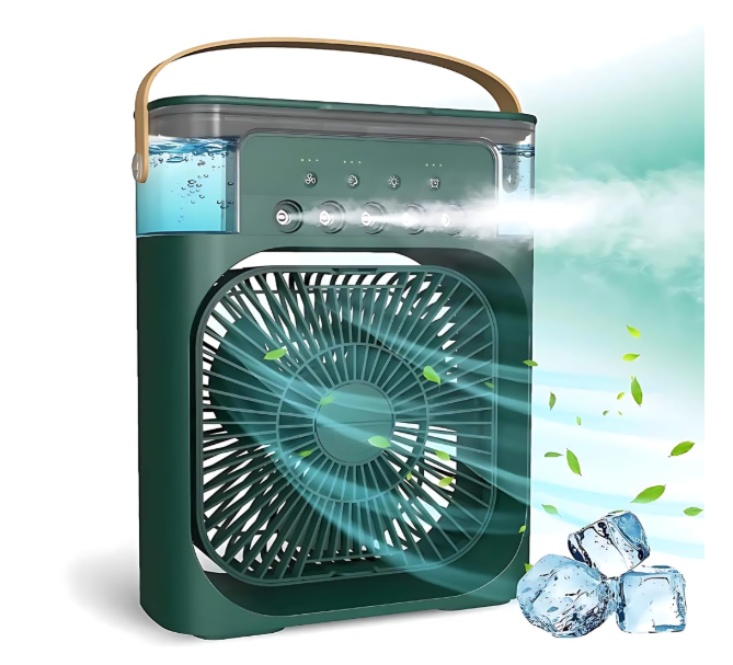 ❄️💧 MINI PERSONAL AIR COOLER – HLADI, OVLAŽUJE I OSVJETLJAVA! 🔥