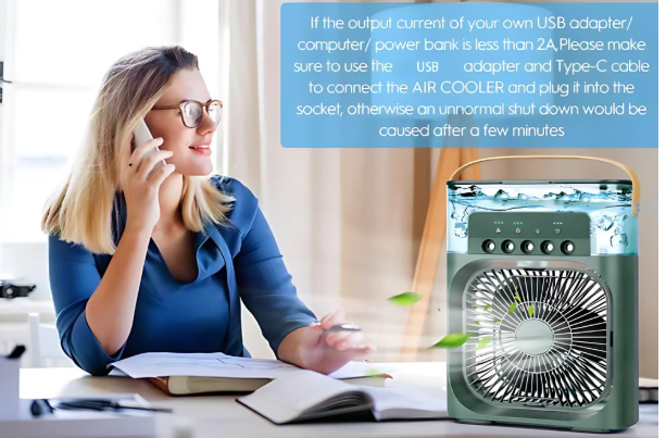 ❄️💧 MINI PERSONAL AIR COOLER – HLADI, OVLAŽUJE I OSVJETLJAVA! 🔥