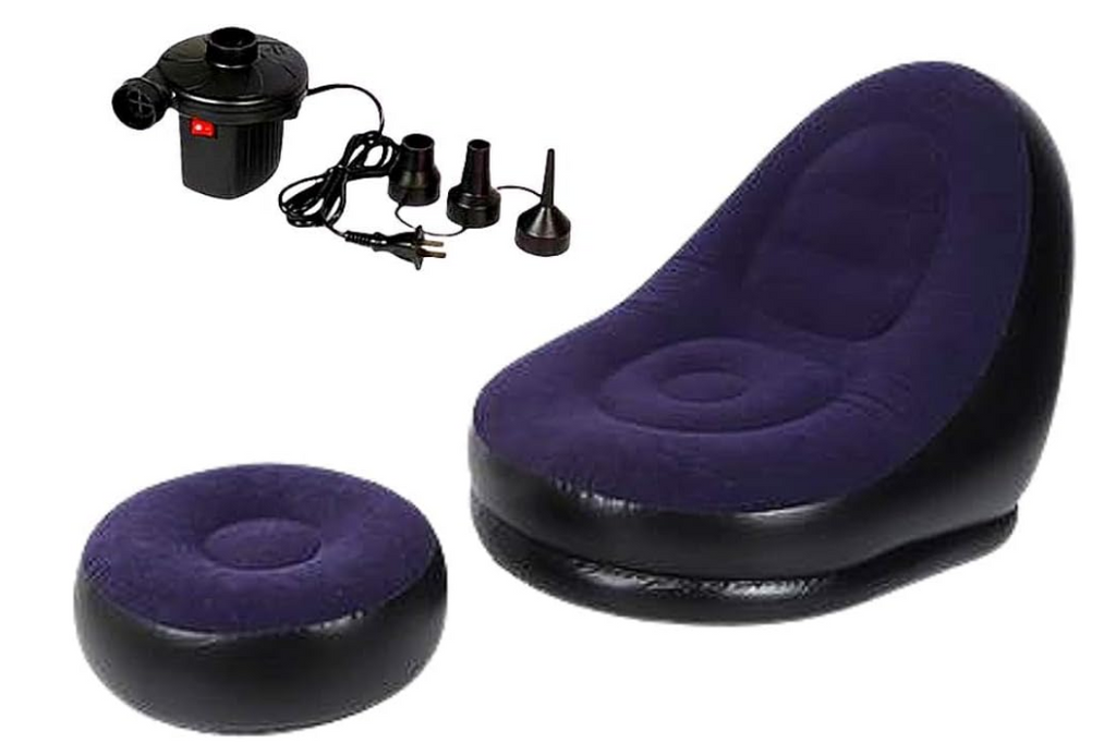 🛋️💨 NAPUHAVAJUĆA LOUNGE SOFA SA TABUREOM – KOMPLET ZA MAKSIMALNO OPUŠTANJE! 🔥