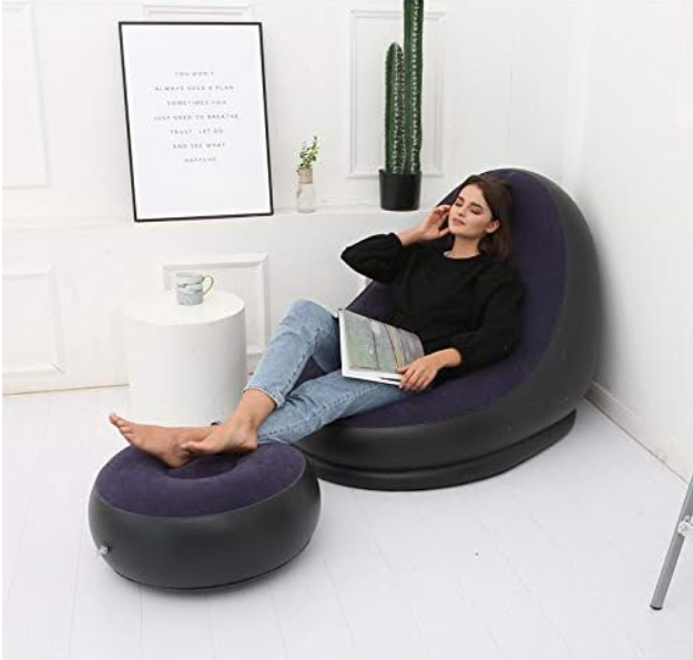 🛋️💨 NAPUHAVAJUĆA LOUNGE SOFA SA TABUREOM – KOMPLET ZA MAKSIMALNO OPUŠTANJE! 🔥