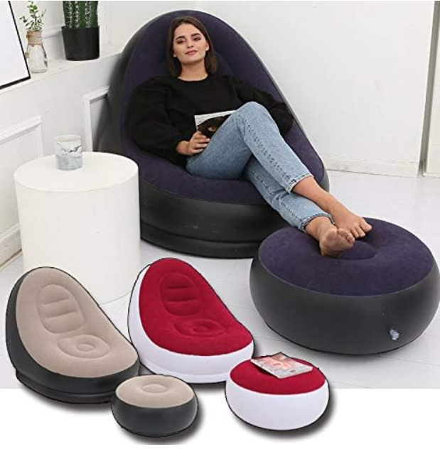 🛋️💨 NAPUHAVAJUĆA LOUNGE SOFA SA TABUREOM – KOMPLET ZA MAKSIMALNO OPUŠTANJE! 🔥