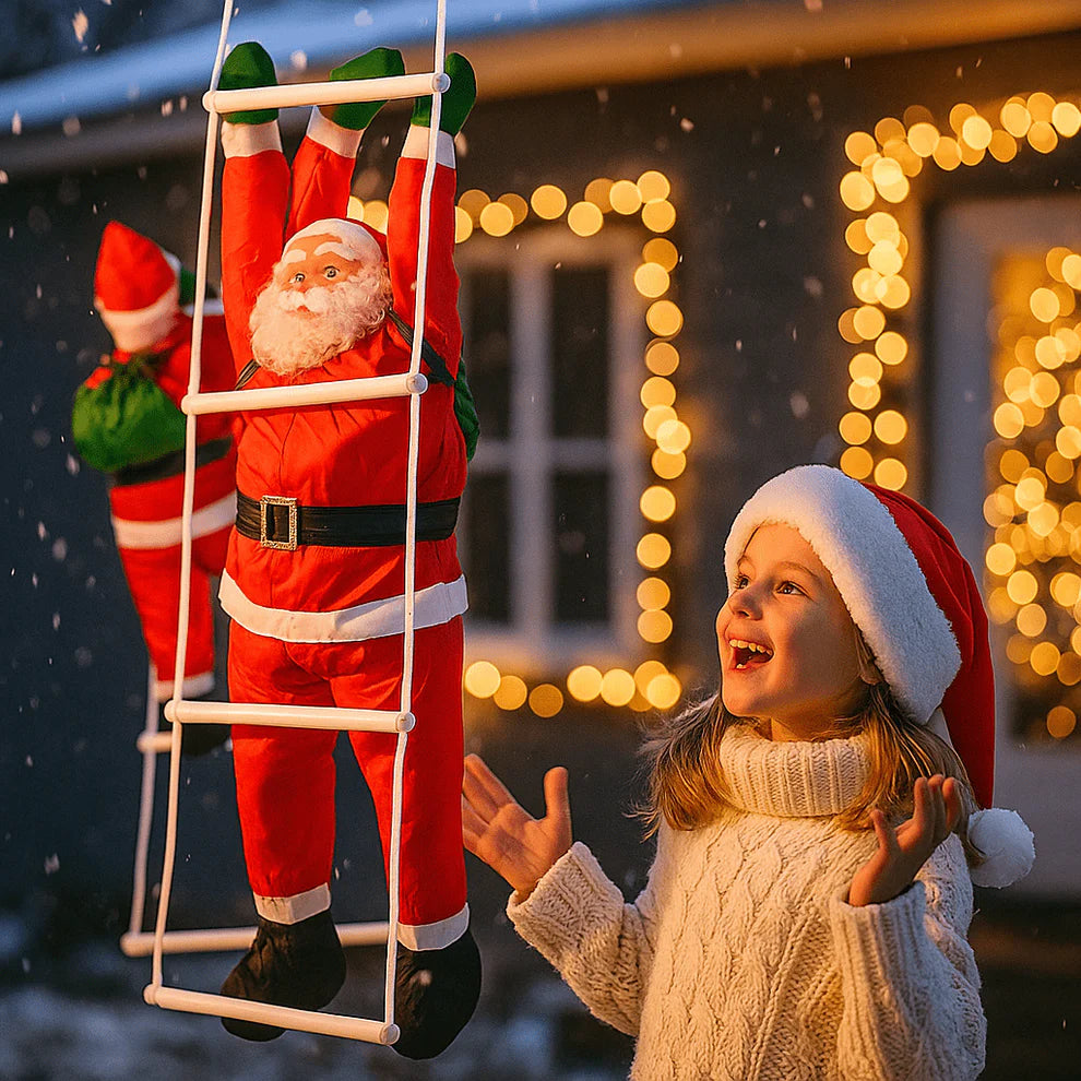 🎅 Djed Mraz na Ljestvama – 50 cm ili 90 cm – Unesite Božićnu Čaroliju u Svaki Dom!