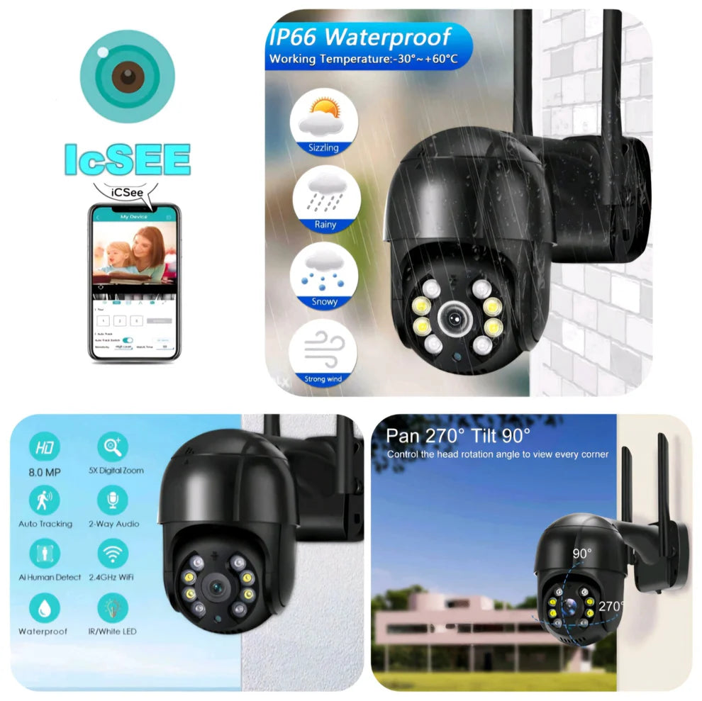 IcSee Wi-Fi kamera 8 MP