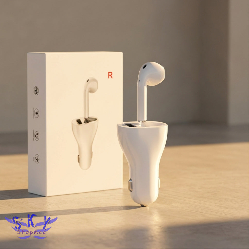 🚗🎧 AIRPOD+ 2U1 – AUTO PUNJAČ SA USB PORTOM I BEŽIČNOM BLUETOOTH SLUŠALICOM!