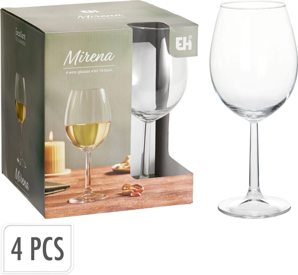 🍷 MIRENA ČAŠE ZA VINO 430 ML – SET 4 KOMADA