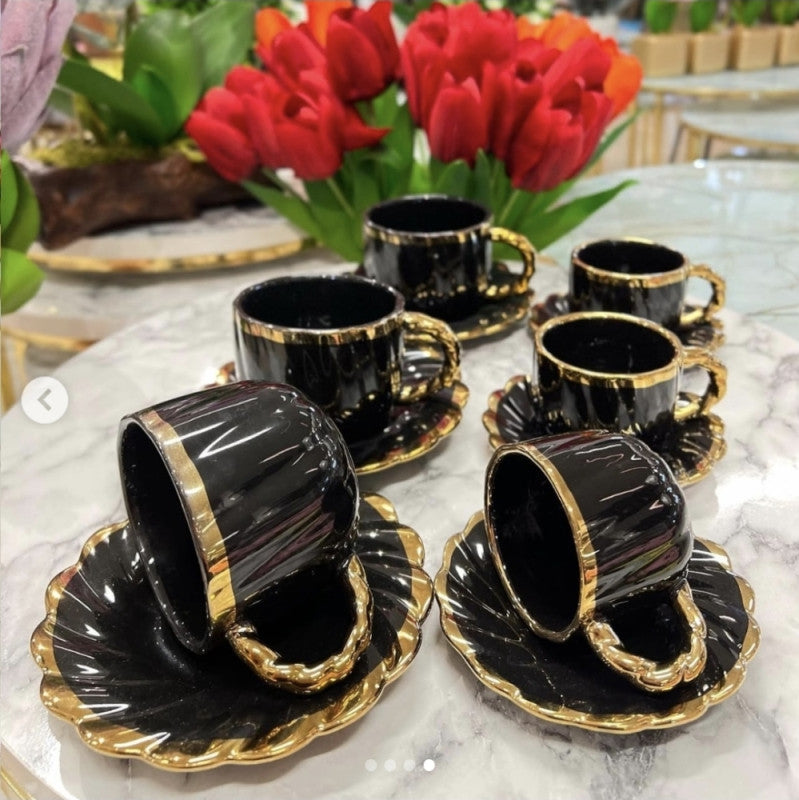 ☕ Set Šoljica za Kafu sa Podmetačima – 6 Komada | Keramika Premium Kvaliteta