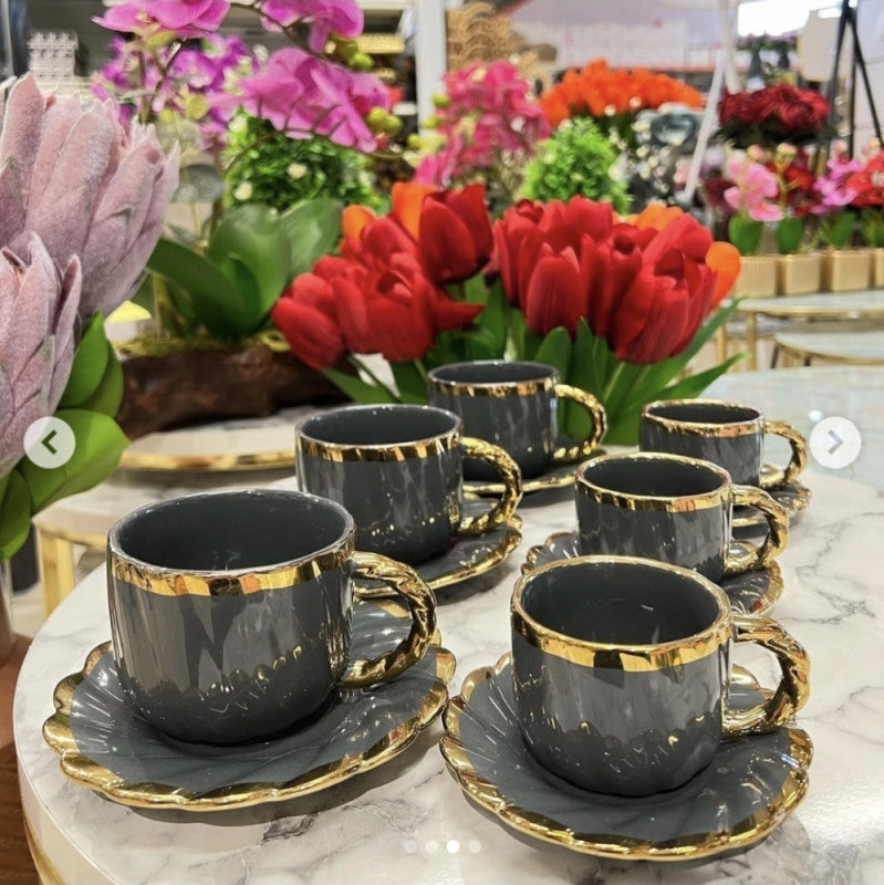 ☕ Set Šoljica za Kafu sa Podmetačima – 6 Komada | Keramika Premium Kvaliteta