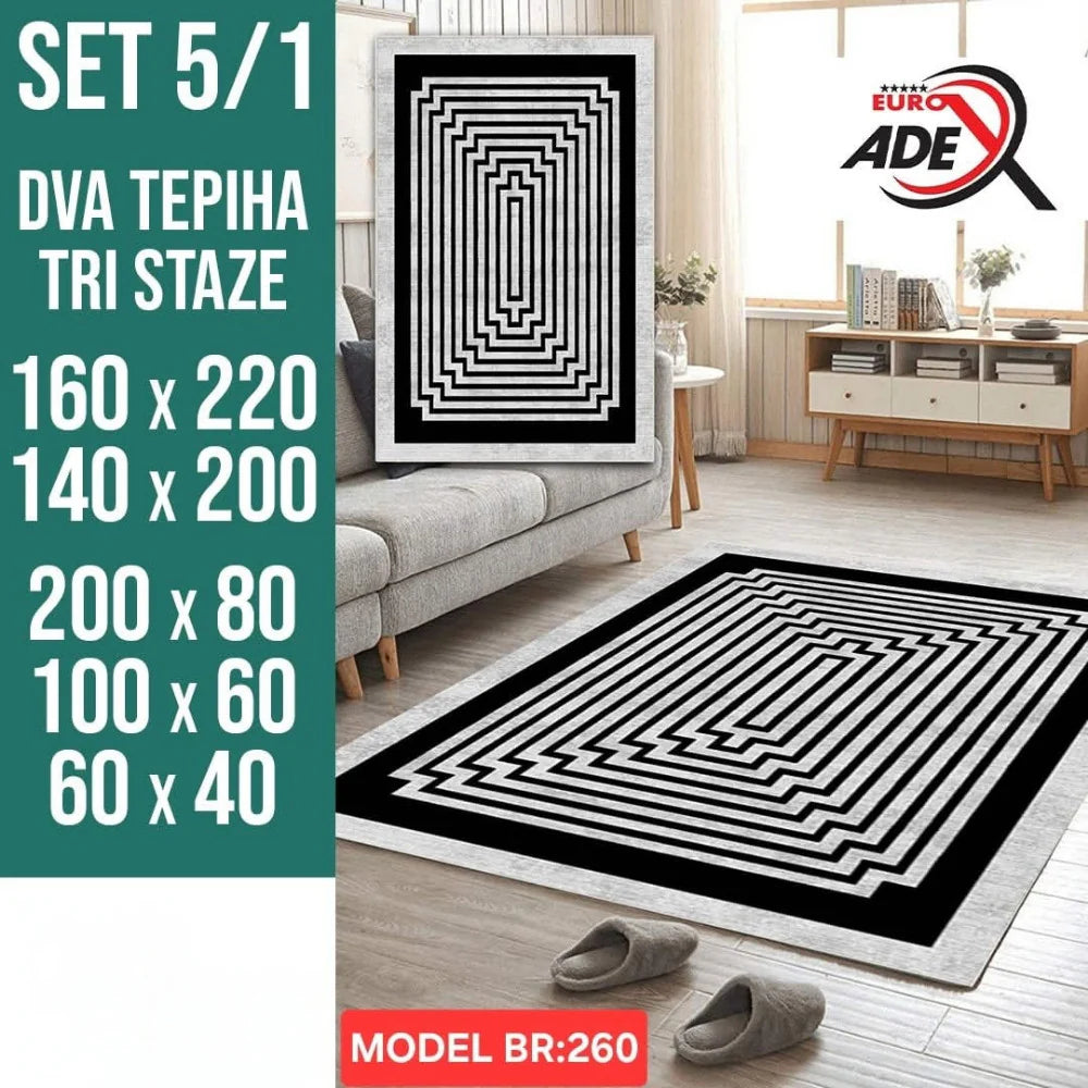 Luksuzni Set Tepiha 5u1 – Savršen sklad udobnosti, elegancije i praktičnosti!