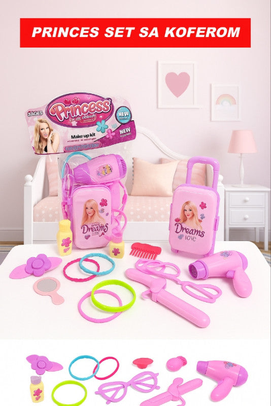👑 Princez set sa koferom – šminka i frizerski pribor za male dame