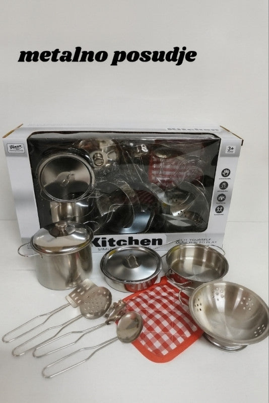 🧒 Dječiji set metalnog posuđa – Mala kuharica ili kuhar u akciji! 👩🍳👨🍳