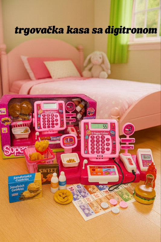 🛍️ Trgovačka kasa sa digitronom – edukativna igračka za male prodavače!