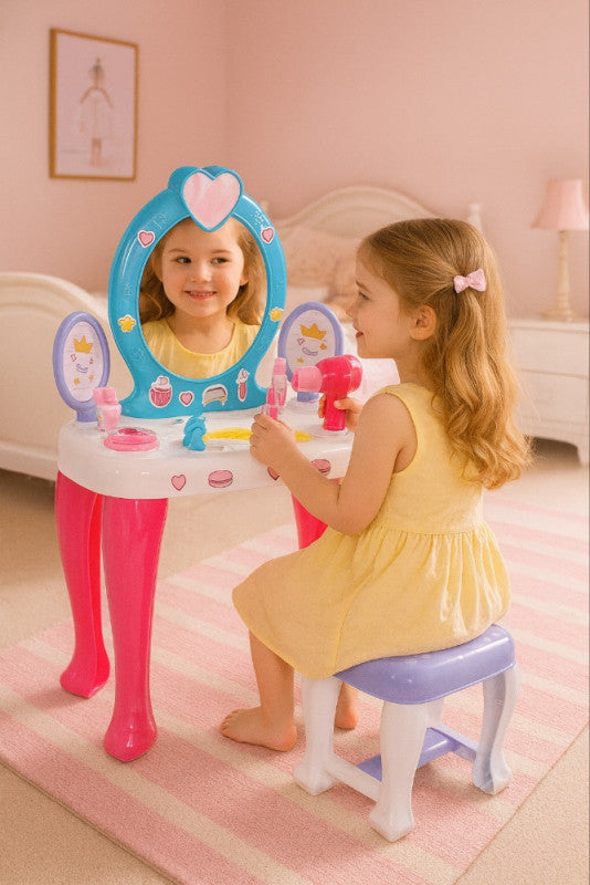 💄 Sto za šminkanje za djevojčice (sa ogledalom i dodacima)
