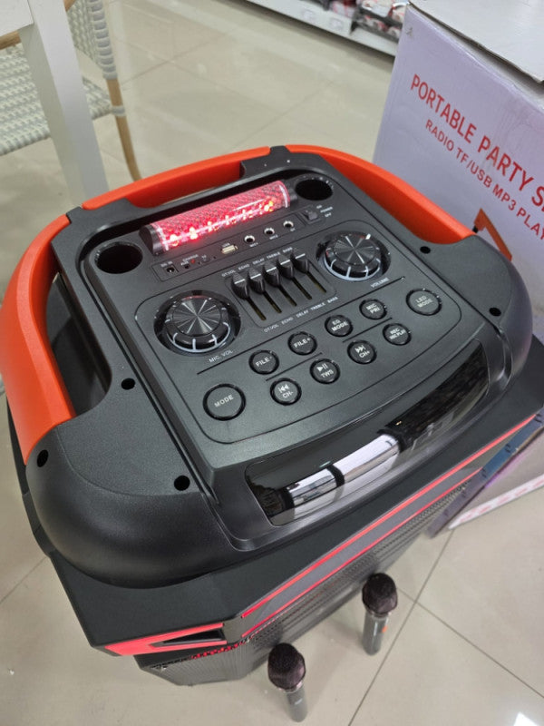 🔊🔥 WGY-1802 KARAOKE ZVUČNIK 18” – 80W | 2 BEŽIČNA MIKROFONA | RGB | TROLLEY 🎤