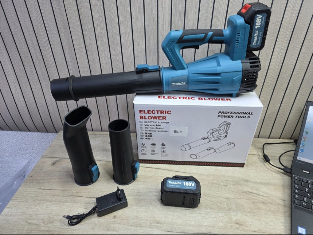 🍃🔥 MAKITA AKU PUHAČ ZA LIŠĆE – KOMPLET SA 2 BATERIJE, PUNJAČEM I 2 NASTAVKA!