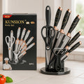 KUNSION 8‑dijelni set kuhinjskih noževa s rotirajućim postoljem
