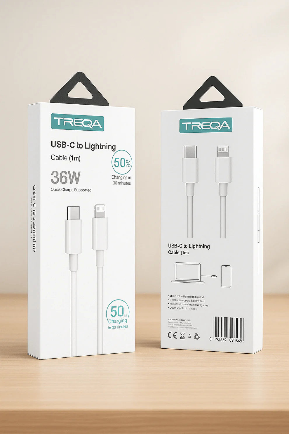 TREQA 36W USB‑C Lightning kabel (1 m)