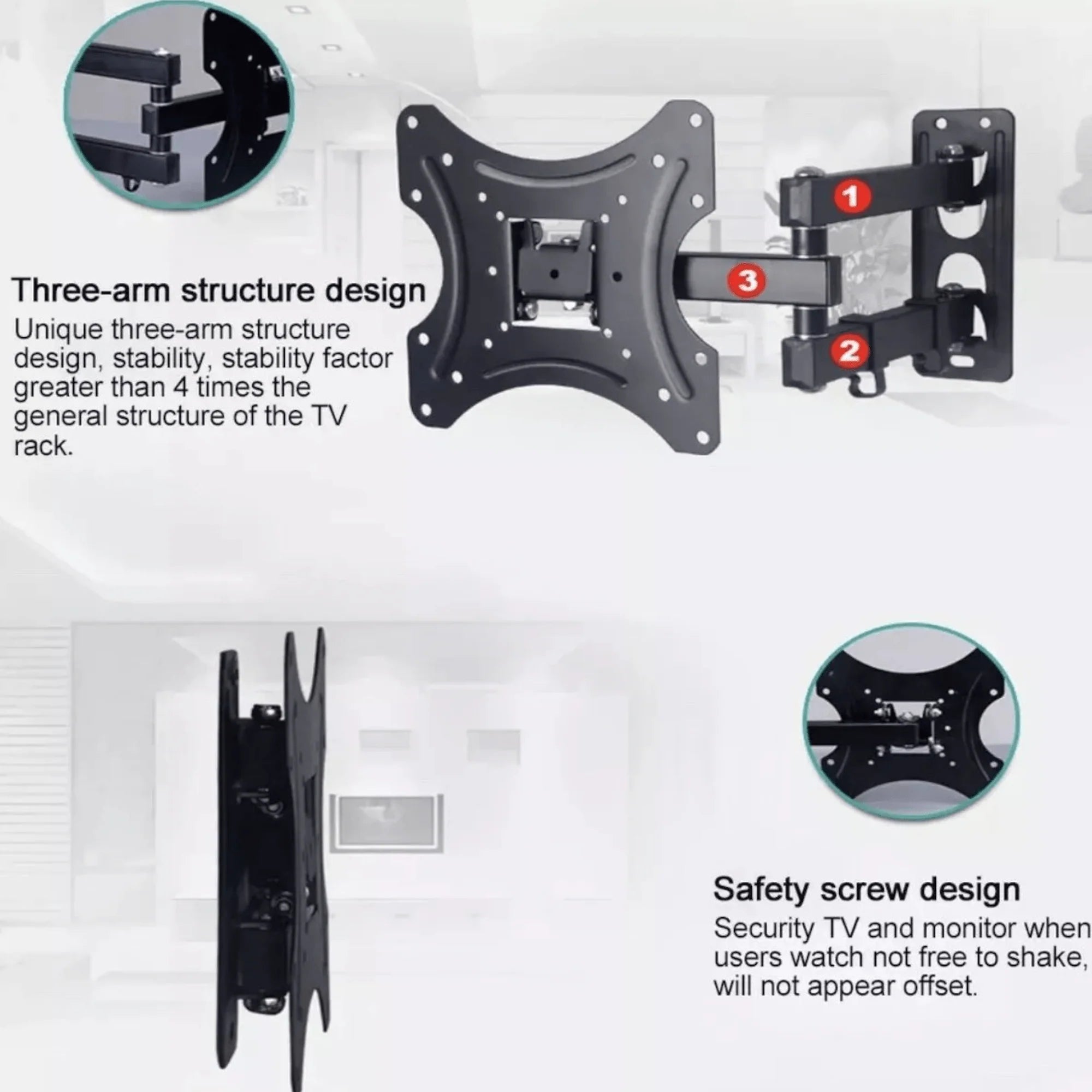 🖥️ Univerzalni TV Zidni Nosač – Sigurnost, Fleksibilnost i Moderan Dizajn